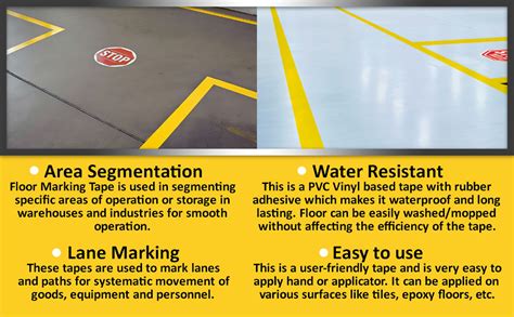True-Ally Vinyl Floor Marking Tape YELLOW 3 inch/72 mmx 20metres - 10 ...