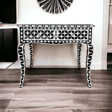 Mother Of Pearl Inlay Star Design Desk Black | Mother Of Pearl Entrywa ...