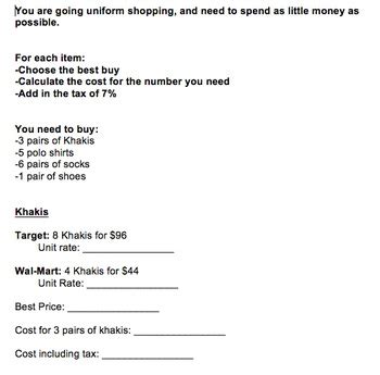 Image result for Math Unit Rate Project