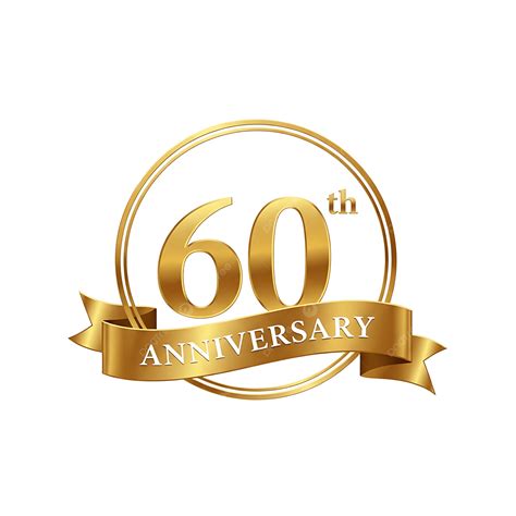 60th Anniversary Golden Badge Elegant Celebration Logo, Anniversary ...