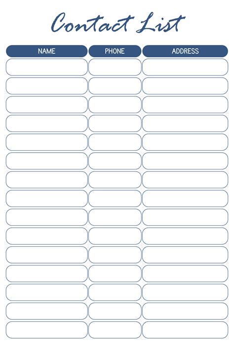 Image result for Phone List Printable
