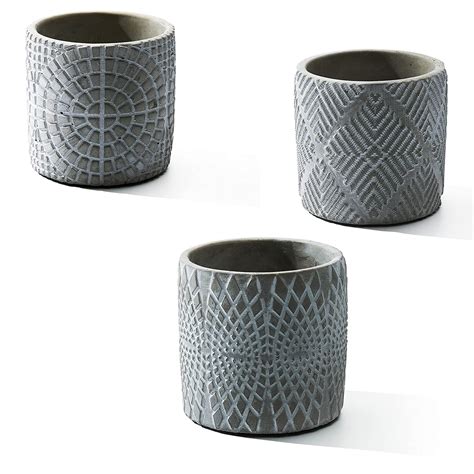 Blissur 4 inch pots for Plants Outdoor Indoor with Drainage, Concrete ...