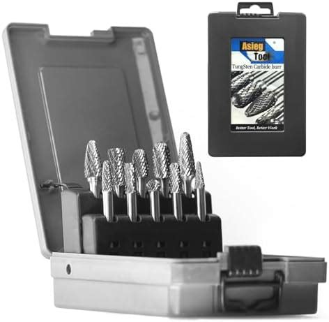 10pcs Tungsten Carbide Burrs Set with 1/4''Shank Double Cut Solid Power ...