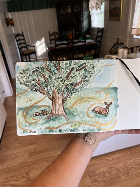 Quick sketch of a family of deer : r/Watercolor