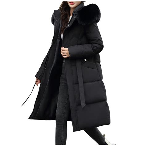 UPPADA Long Coats for Women Winter Puffer Overcoats with Hood Plus Size ...