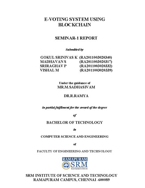Seminar report - E-VOTING SYSTEM USING BLOCKCHAIN SEMINAR-1 REPORT ...