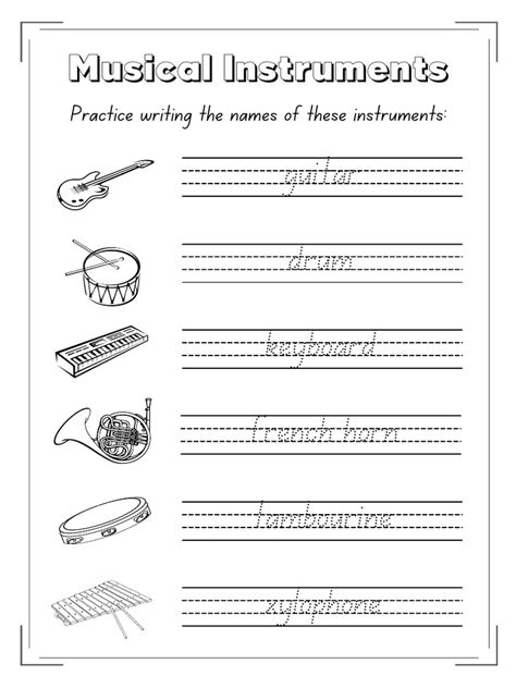 Musical Instrument Worksheet 的图像结果