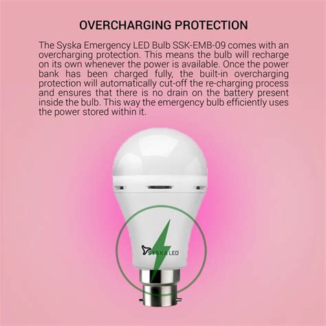 Syska EMB-9W Standard B22 Inverter Bulb (White) - Syska