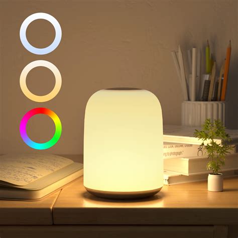 Smart Touch Bedside Table Lamp [Multi-Color & Warm Lights], 3600mA ...