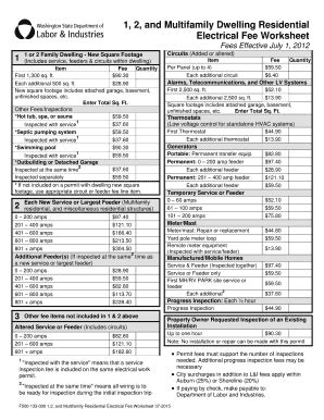 Fillable Online lni wa Residential Electrical Fee Worksheet ...