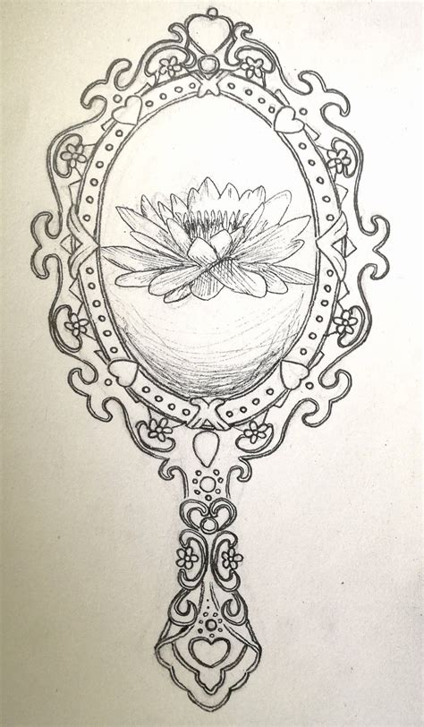 Mirror with Flower Drawing