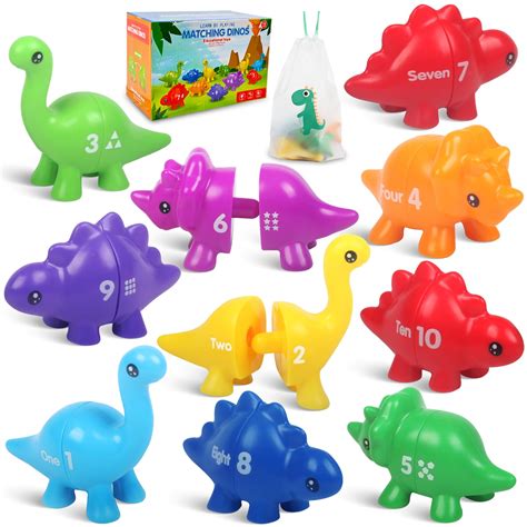 Buy Numbers Matching Game 10 Pcs,123 Counting Dinosaur Toy Montessori ...