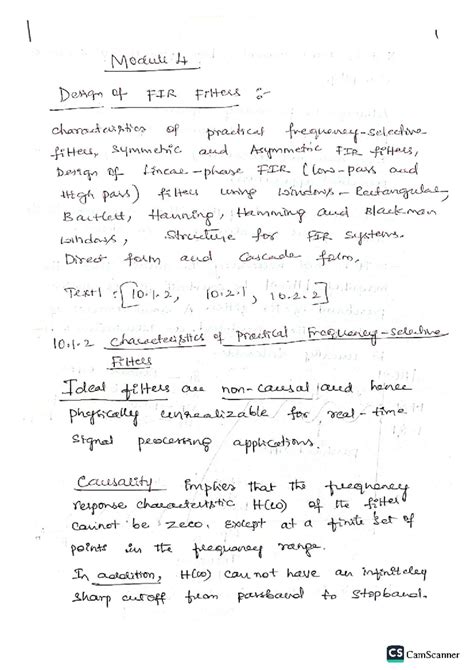 Module 4: Design of FIR Filters and Their Characteristics - Studocu
