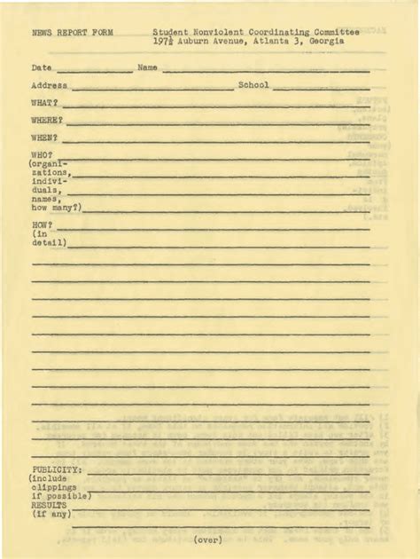 Fillable Online SNCC News Report Form, undated (proably 1960-1962 ...