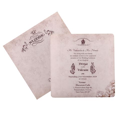 Peach Floral Single Sheet Invitation Card – King of Cards