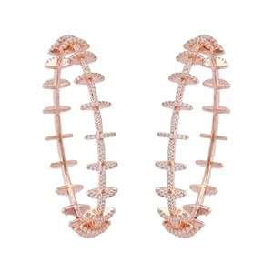 Buy Kushal's Fashion Jewellery White Rose Gold Plated Zircon Bangles ...