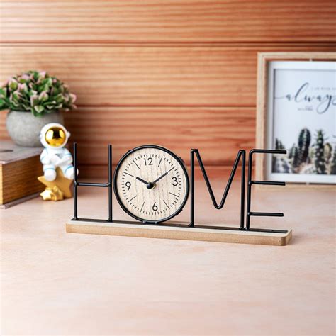 Wooden Metal Letter Clock - Home (Black) — eazy wagon
