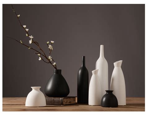日式禅意陶瓷干花花瓶摆件 手工创意简约客厅插花花器家居装饰品_乌托家