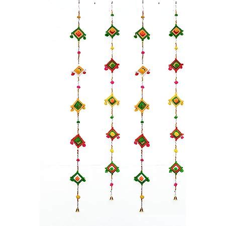 CraftVatika Woolen Kites Shape Wall Pom Pom Hanging with Bells Strings ...