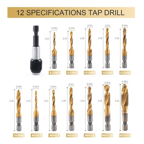 Buy HIDOTOL Titanium Combination Drill and Tap Bits Set with Quick ...