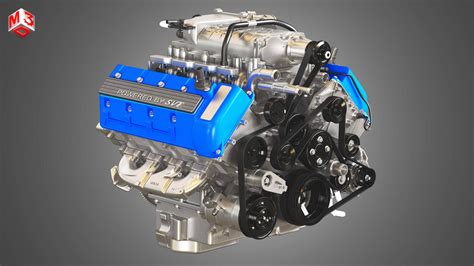 2013 SVT Mustang Shelby GT500 Engine - 3D Model by Markos3d
