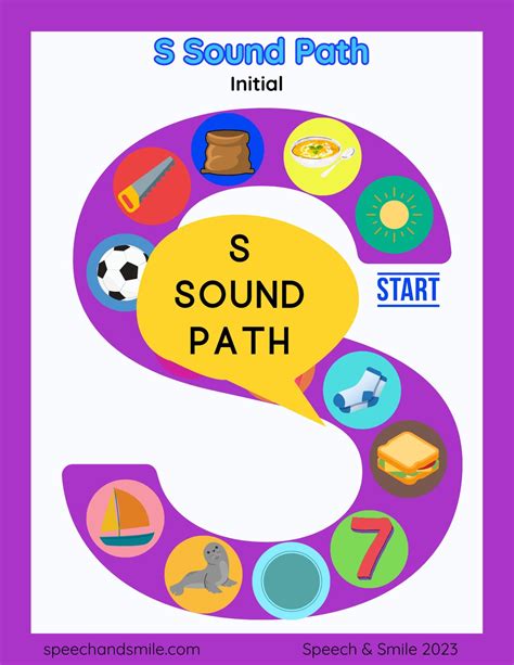 S Sound Printable Game Sound Path for Speech Therapy-articulation Games ...