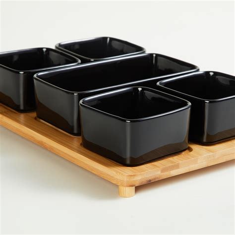 Buy Chef Special Set of 5 Ceramic Serving Bowls with Bamboo Stand from ...