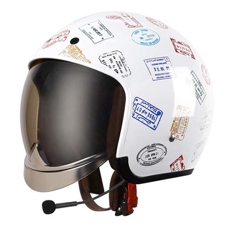 Buy Bluetooth Retro Jet Helmet Motorbike C Helmet with Hidden Glasses ...