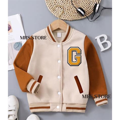 Children's varsity Baseball Jacket Initial G Boys Girls Age 2 3 4 5 6 7 ...
