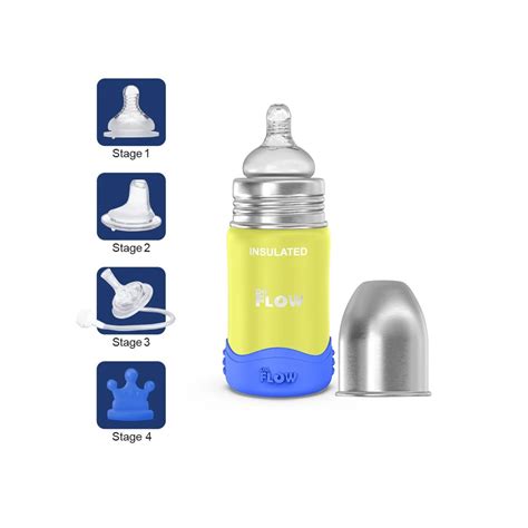 Dr. Flow Omega plus Insulated Stainless Steel Feeding Bottle (180ml ...