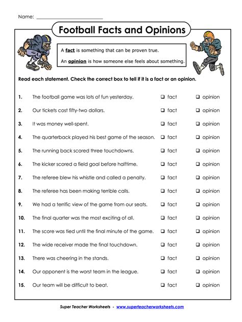Super Teacher Worksheets Football Facts and - Blank Fillable Template ...