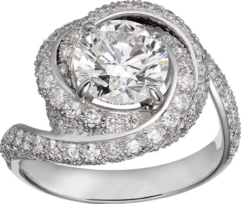 Trinity Ruban solitaire, brilliant-cut diamond, paved