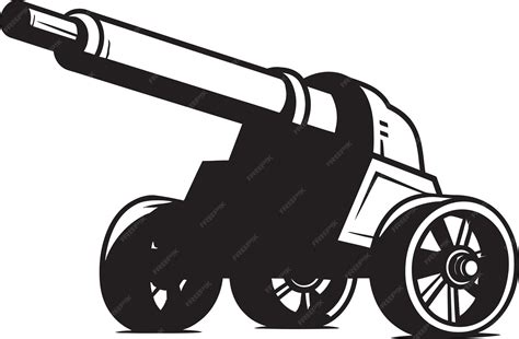 Detailed vector artwork of a revolutionary war artillery piece with ...