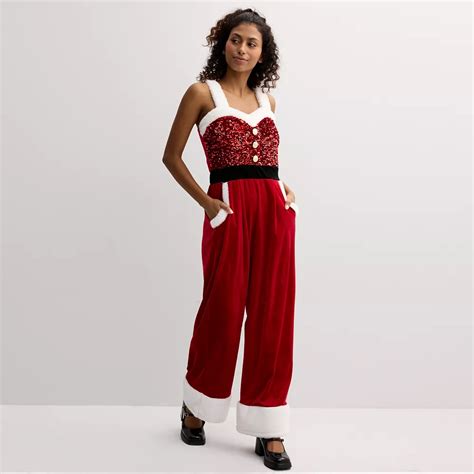 Juniors' Born Famous Mrs. Claus Santa Jumpsuit