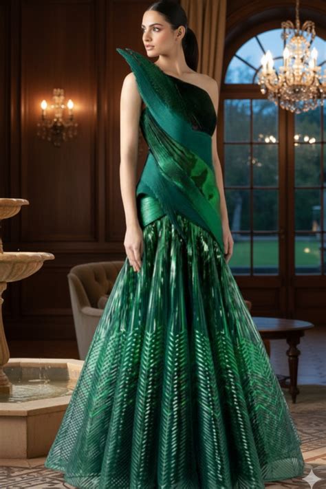 Amit Aggarwal Emerald Sculpted Metallic Gown – Kuro Clothing India