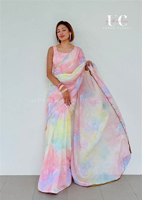 Isha Candy- Predraped Saree – Hafsaad