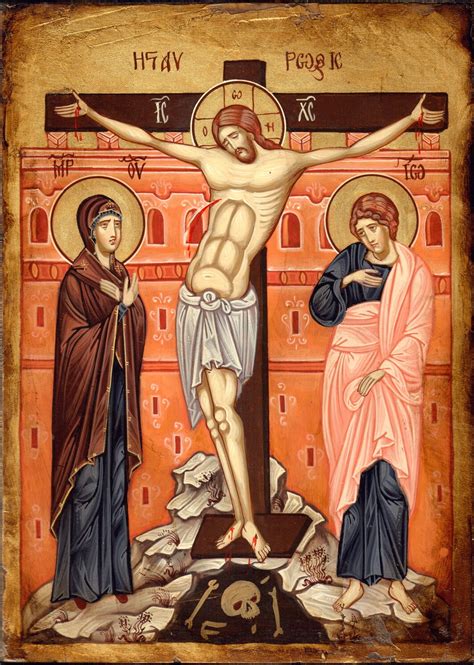 Hand Painted Crucifixion Orthodox Icon, Byzantine Orthodox Icon ...