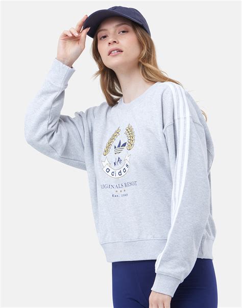 adidas Originals Womens Graphic Sweatshirt - Grey | Life Style Sports IE