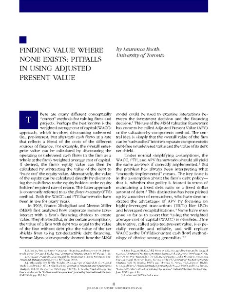 18. APV - An In-Depth Analysis of Valuation Frameworks - Studocu