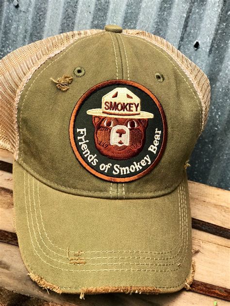 Smokey Bear Hat- Distressed Sage Green Snapback| Angry Minnow Vintage ...