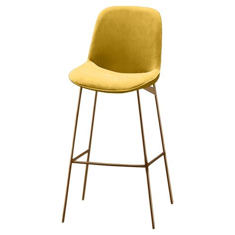Chiado Counter Stool, Eucalyptus Leather with Corn and Gold For Sale at 1stDibs