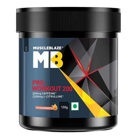 MuscleBlaze Pre Workout 200, 200mg Caffeine, 2200mg Citrulline (Fruit ...