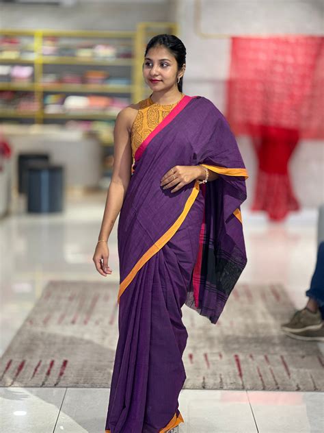 Double Shade Border Detailed Mul Cotton Saree (Without Blouse) | RP659 ...