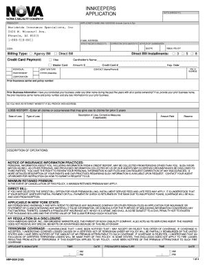 Fillable Online INNKEEPERS APPLICATION Fax Email Print - pdfFiller