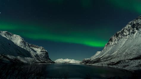Download wallpaper 1920x1080 mountains, lake, northern lights, night ...