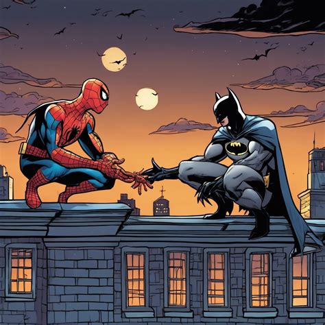 Nighttime Rooftop Conversation: Spider-man & Batman | Stable Diffusion ...