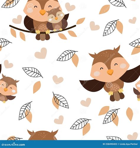 Best 49+ Free Cute Cartoon Owls Vector Seamless Pattern