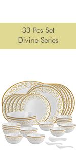 Cello Amitabh Bachchan Opalware Divine Series Oro Dinner Set, 33 Units ...