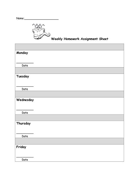 Image result for Daily Homework Assignment Sheet