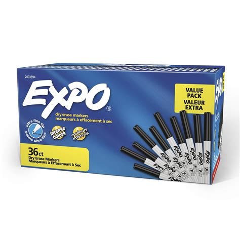 Expo Low Odor Dry Erase Markers, Ultra Fine Tip, Black, 36 Count ...